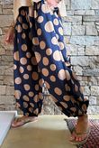 Basso Big Dot Balloon Cuff Pant Navy & Tan
